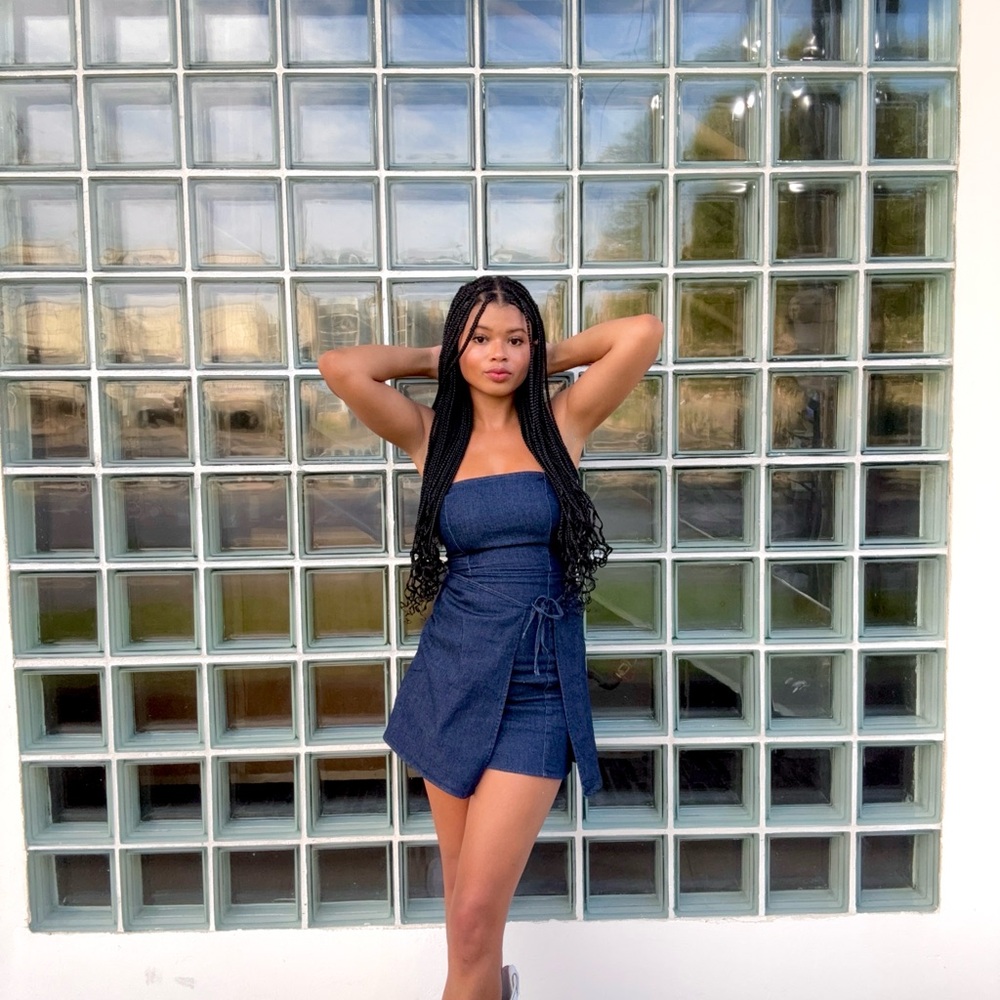 BDG Blue Strapless Sheath Dress for Night Out